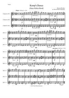 Kemp's Dance (Since Robin Hood): For 3 clarinets by Thomas Weelkes