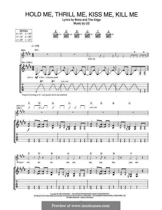 Hold Me, Thrill Me, Kiss Me, Kill Me: Für Gitarre mit Tabulatur by U2