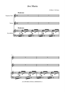 Ave Maria: For soprano, violin and accordion by Johann Sebastian Bach, Charles Gounod