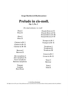 No.2 Prélude: For wind band (in c-moll) by Sergei Rachmaninoff