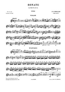 Sonate für Violine und Cembalo Nr.9 in D-Dur: Solostimme by Jean Baptiste Senaillé