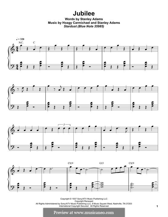 Jubilee (Louis Armstrong): Für Klavier by Hoagy Carmichael, Stanley Adams