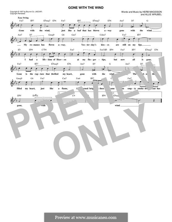 Gone with the Wind (Horace Heidt): Melodische Linie by Allie Wrubel, Herb Magidson