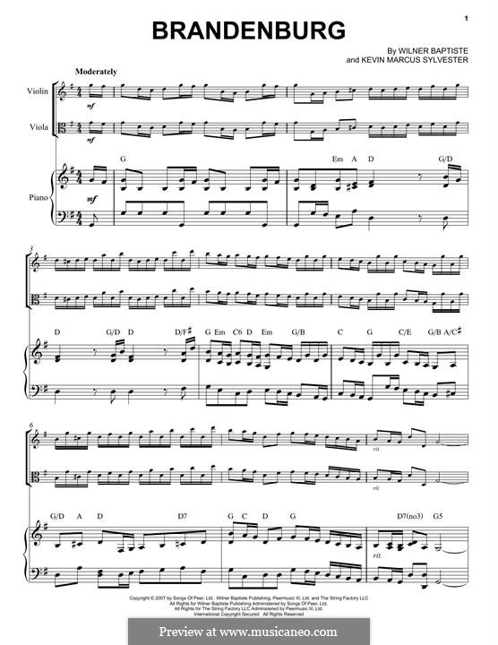 Brandenburg (Black Violin): Für Violine, Viola und Klavier by Kevin Marcus Sylvester, Wilner Baptiste