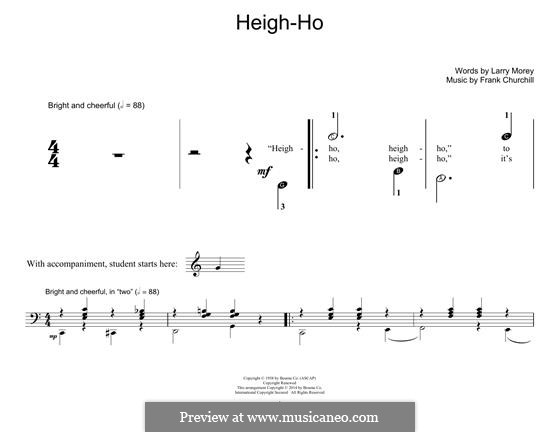 Heigh-Ho (from Walt Disney's Snow White and the Seven Dwarfs): Für Klavier by Frank Churchill