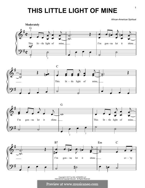 This Little Light of Mine (Printable scores): Für Klavier by folklore