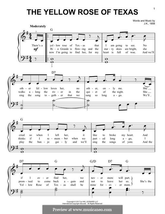 The Yellow Rose of Texas von folklore Noten auf MusicaNeo