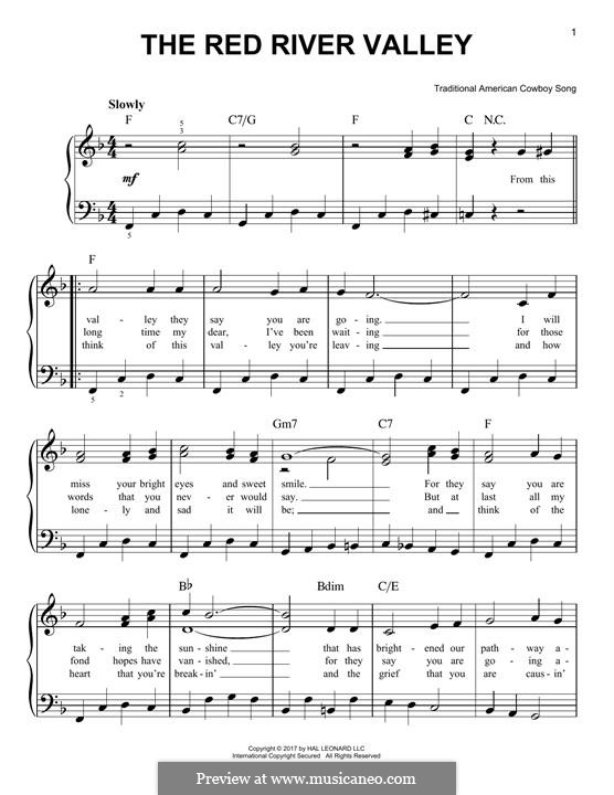 The Red River Valley: Für Klavier by folklore
