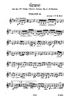 Zwölf Sonaten und Pastorales für Violine und Cembalo, Op.1: Sonate Nr.4. Grave, version für Streichquintett – Violinstimme II by Giuseppe Tartini