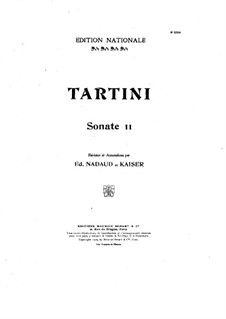 Zwölf Sonaten und Pastorales für Violine und Cembalo, Op.1: Sonate Nr.11. Version für Violine und Klavier by Giuseppe Tartini