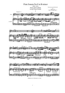 Sonate für Flöte und Cembalo in h-Moll, HWV 367b Op.1 No.9b: Partitur, Solostimme by Georg Friedrich Händel