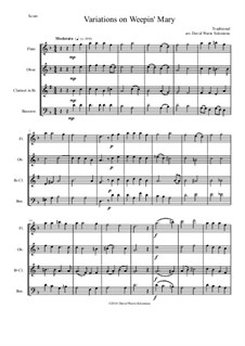 Weepin' Mary: Variations, for wind quartet by folklore