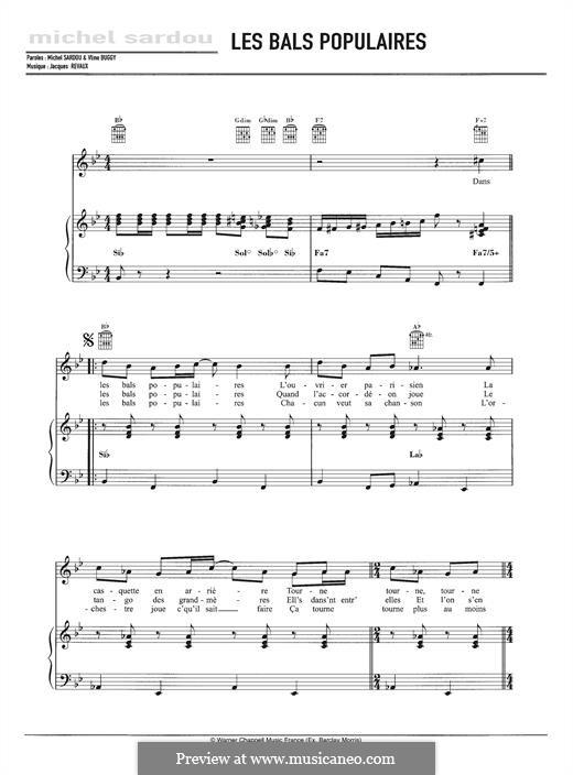 Les Bals Populaires: Für Stimme und Klavier (oder Gitarre) by Jacques Revaux