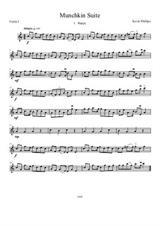 Munchkin Suite: No.1 Happy - violin 1 part by Kevin Phillips