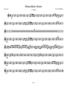 Munchkin Suite: No.1 Happy - violin 2 part by Kevin Phillips