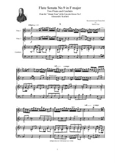 Flute Sonata No.9 in F major for Two Flutes and Cembalo, CS/As2366: Flute Sonata No.9 in F major for Two Flutes and Cembalo by Alessandro Scarlatti