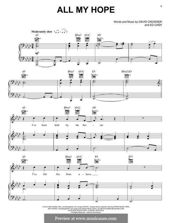 All My Hope: Für Stimme und Klavier (oder Gitarre) by Ed Cash, David Crowder
