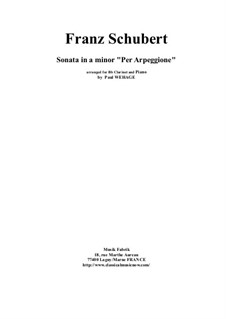 Sonate für Arpeggione (oder Cello) und Klavier in a-Moll, D.821: Version for Bb clarinet and piano by Franz Schubert