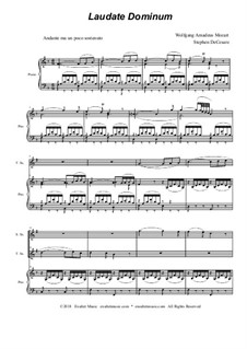 Vesperae solennes de confessore, K.339: Laudate Dominum, duet for soprano and tenor saxophone - piano accompaniment by Wolfgang Amadeus Mozart