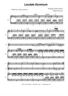 Vesperae solennes de confessore, K.339: Laudate Dominum, for woodwind quartet - piano accompaniment by Wolfgang Amadeus Mozart