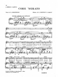 Core 'ngrato: Für Stimme und Klavier by Salvatore Cardillo