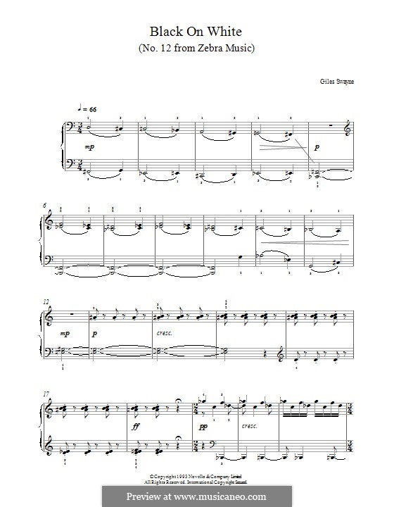 Black on White (No.12 from Zebra Music): Für Klavier by Giles Swayne