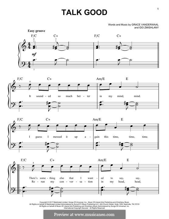 Talk Good: Für Klavier by Ido Zmishlany, Grace VanderWaal