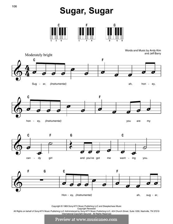 Sugar, Sugar (The Archies): Für Klavier by Andy Kim, Jeff Barry