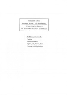 Romanze g-moll 'Hirtenmädchen' für Blockflötenquartett: Romanze g-moll 'Hirtenmädchen' für Blockflötenquartett by folklore