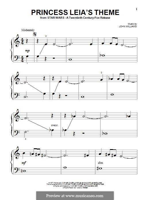 Princess Leia's Theme (from Star Wars: A New Hope): Für Klavier by John Williams