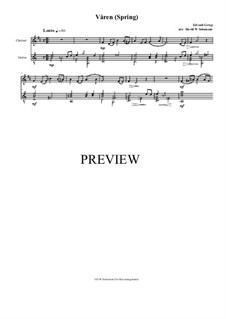 Zwei Elegische Melodien, Op.34: No.2 Våren (Spring), for clarinet and guitar by Edvard Grieg