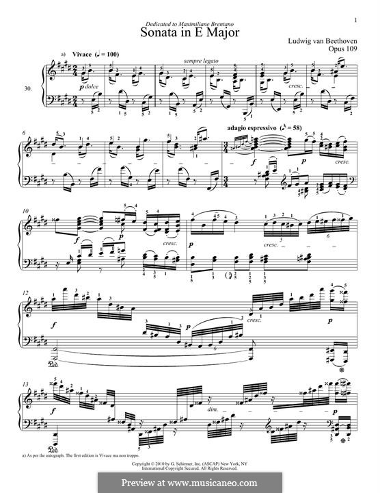 Sonate für Klavier Nr.30, Op.109: Für einen Interpreten by Ludwig van Beethoven