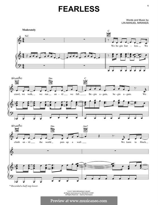 Fearless (Mandy Gonzalez): Für Stimme und Klavier (oder Gitarre) by Lin-Manuel Miranda