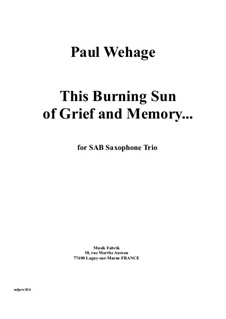 This Burning Sun of Grief and Memory for SAB saxophone trio: This Burning Sun of Grief and Memory for SAB saxophone trio by Paul Wehage