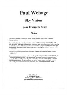 Sky Vision for solo trumpet: Sky Vision for solo trumpet by Paul Wehage