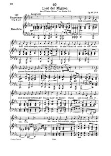 Nr.2 Lied der Mignon: For high low and piano by Franz Schubert