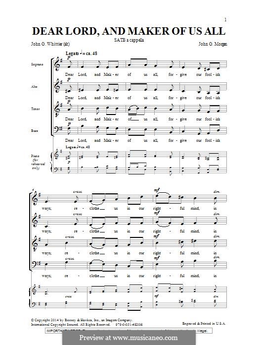 Dear Lord and Maker of Us All: Für gemischten Chor by John G. Morgan