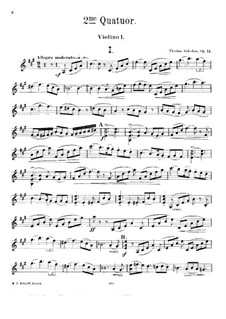 Streichquartett Nr.2 in A-Dur, Op.14: Violinstimme I by Nikolai Sokolow