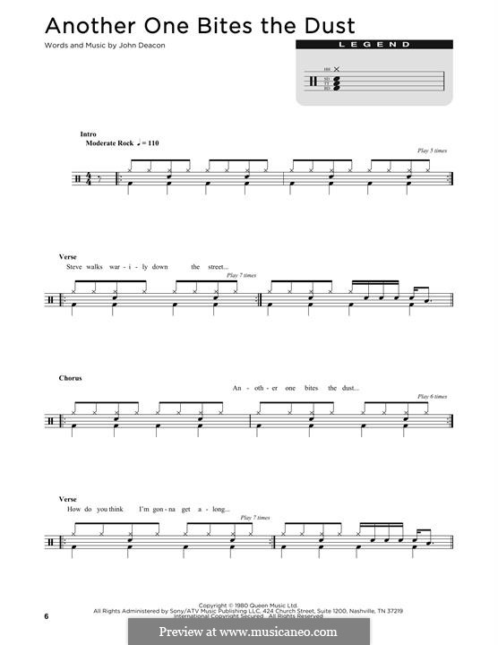 Another One Bites the Dust (Queen): Drum set by John Deacon
