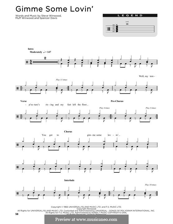 Gimme Some Lovin' (The Spencer Davis Group): Drum set by Muff Winwood, Spencer Davis, Steve Winwood