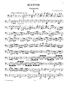 Streichquartett Nr.1 in F-Dur, Op.7: Cellostimme by Nikolai Sokolow