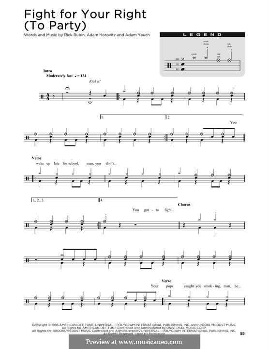 (You Gotta) Fight for Your Right (To Party): Drum set by Adam Horovitz, Adam Yauch, Rick Rubin