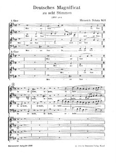 Deutsches Magnificat für acht Stimmen, SWV 494: Deutsches Magnificat für acht Stimmen by Heinrich Schütz