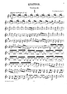 Streichquartett Nr.1 in F-Dur, Op.7: Violinstimme II by Nikolai Sokolow