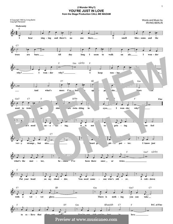 (I Wonder Why?) You're Just in Love: Melodische Linie by Irving Berlin