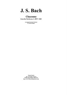 Sonate für Violine Nr.2 in a-Moll, BWV 1003: Chaconne. Arranged for solo clarinet by Johann Sebastian Bach