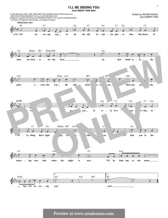 I'll Be Seeing You: Melodische Linie by Irving Kahal, Sammy Fain
