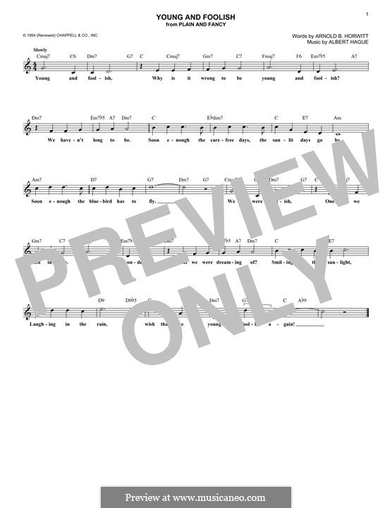 Young and Foolish (Dean Martin): Melodische Linie by Albert Hague