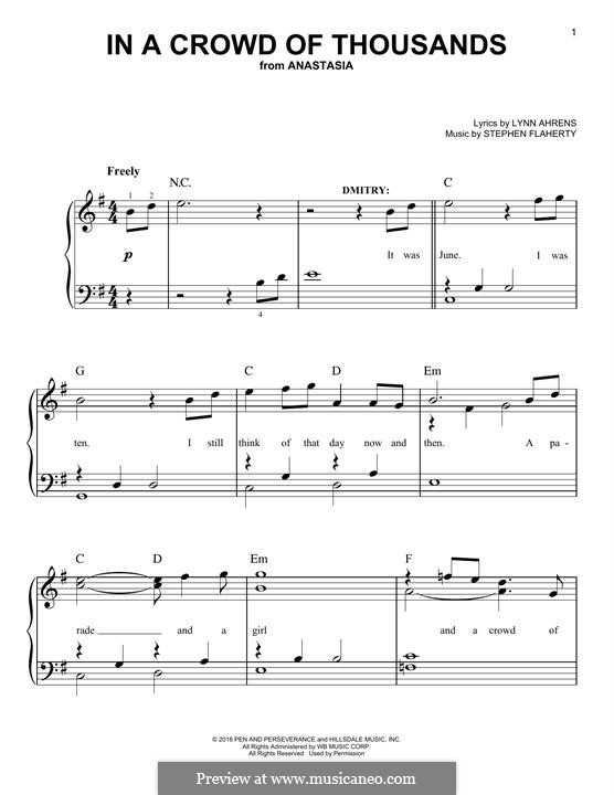 In a Crowd of Thousands: Für Klavier by Lynn Ahrens, Stephen Flaherty