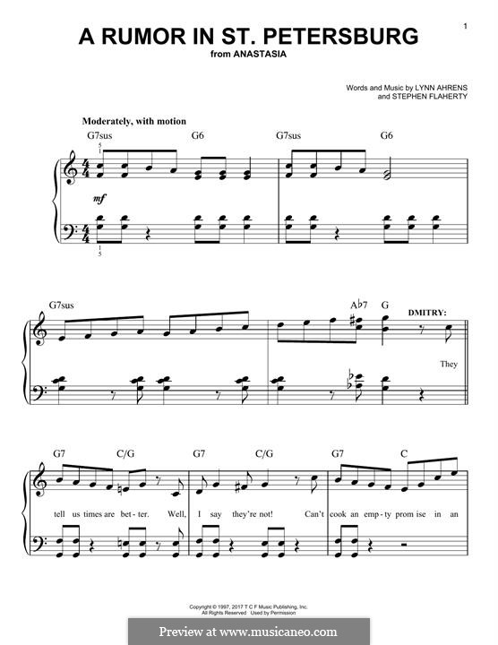 A Rumor in St. Petersburg: Für Klavier by Lynn Ahrens, Stephen Flaherty